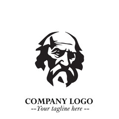 Obraz premium Classic Old Man Logo Symbol in Black on White Background with Vintage and Minimalist Design