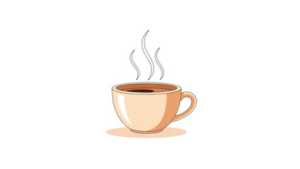 Fototapeta premium Warm Coffee Cup Icon A Simple, Clean Illustration of a Steaming Beverage in a Beige Mug, Perfect for Designs and Websites