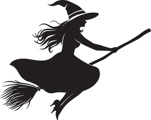 A witch flying on a broomstick vector illustration
