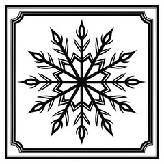 A black silhouette of a snowflake border