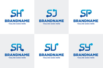 Letters SH SJ SP SR SU SY Technology Logo, symbolizing innovation, digital growth, and connectivity