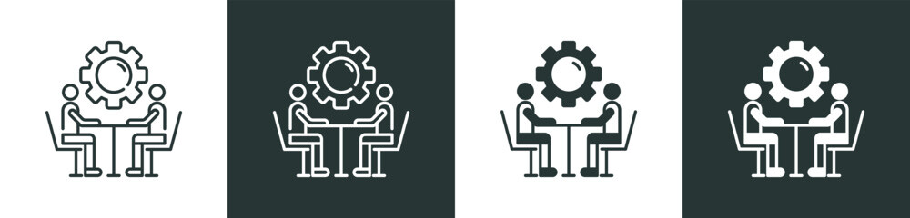 Discussion Icon Collection in Outline and Mixed Black and White Style