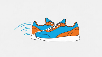 Running shoes graphic illustration. Concept of motion, sports, exercise, and active lifestyle. Modern design for athletic footwear on a light background