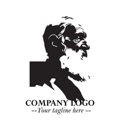 Classic Old Man Logo Symbol in Black on White Background with Vintage and Minimalist Design