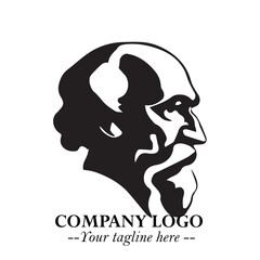 Classic Old Man Logo Symbol in Black on White Background with Vintage and Minimalist Design