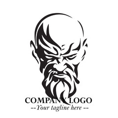 Classic Old Man Logo Symbol in Black on White Background with Vintage and Minimalist Design