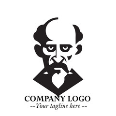 Classic Old Man Logo Symbol in Black on White Background with Vintage and Minimalist Design