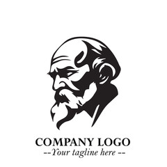 Classic Old Man Logo Symbol in Black on White Background with Vintage and Minimalist Design