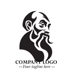 Classic Old Man Logo Symbol in Black on White Background with Vintage and Minimalist Design
