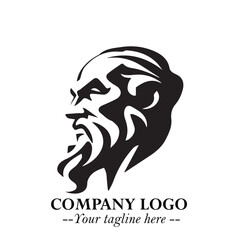 Classic Old Man Logo Symbol in Black on White Background with Vintage and Minimalist Design