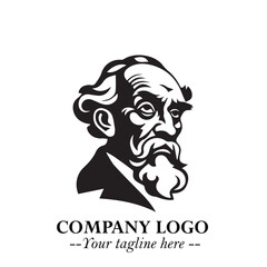 Classic Old Man Logo Symbol in Black on White Background with Vintage and Minimalist Design