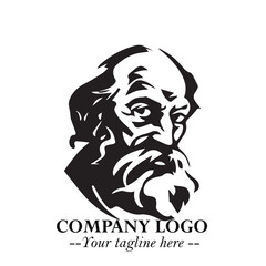 Classic Old Man Logo Symbol in Black on White Background with Vintage and Minimalist Design