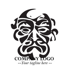 Classic Old Man Logo Symbol in Black on White Background with Vintage and Minimalist Design