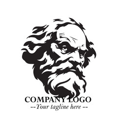 Classic Old Man Logo Symbol in Black on White Background with Vintage and Minimalist Design