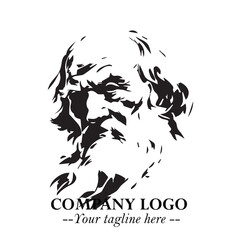 Classic Old Man Logo Symbol in Black on White Background with Vintage and Minimalist Design
