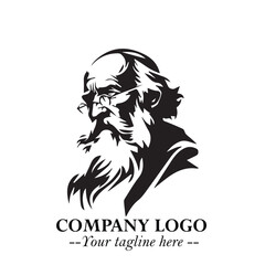 Classic Old Man Logo Symbol in Black on White Background with Vintage and Minimalist Design