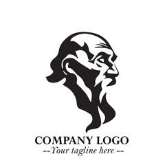 Classic Old Man Logo Symbol in Black on White Background with Vintage and Minimalist Design