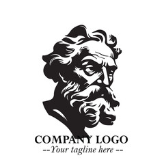 Classic Old Man Logo Symbol in Black on White Background with Vintage and Minimalist Design