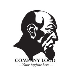 Classic Old Man Logo Symbol in Black on White Background with Vintage and Minimalist Design