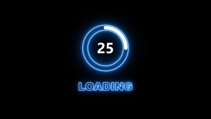 Blue Neon Loading Circle with Number 15 on Black Background progress ring