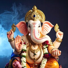 A beautifully crafted statue of an elephant, showcasing intricate details in its textured skin and majestic trunk, set against a serene garden backdrop.