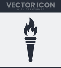 Torch flame vector icon simple design