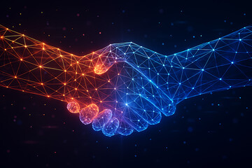 Stunning handshake illustration symbolizing partnership and digital network connections