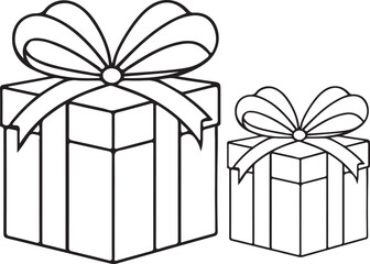 Gift Box Line Art Vector. Simple Present Icon Illustration in Minimal Outline Style.