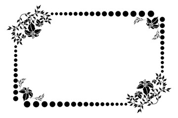 elegant black and white flower border frame, vector illustration for poster or card. vector eps