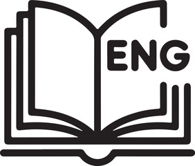 Open book icon with the letters eng representing english language learning