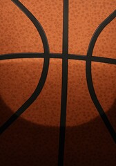 Obraz premium Basketball's Silhouette: A detailed depiction of a basketball, its textured surface and iconic panel lines creating a dynamic silhouette, capturing the essence of the sport.