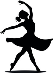 Silhouette of graceful dancer in motion ballet pose © yeasmin