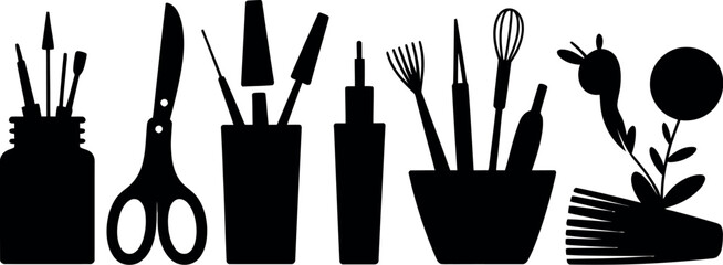 Art and Craft Supplies Collection silhouette art supplies
