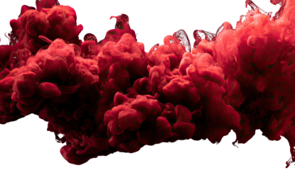 Deep red ink spreading in water, forming swirling clouds
