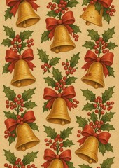 Festive bells holly pattern