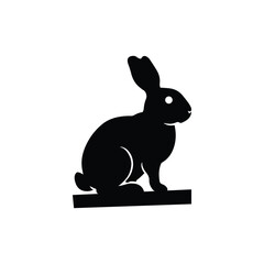 Obraz premium Black Rabbit Silhouette Logo Design – Simple Bunny Icon for Easter, Nature, and Wildlife Concept