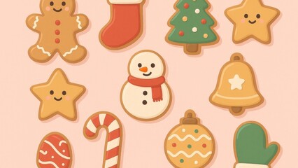 Festive cookies with holiday shapes desktop wallpaper