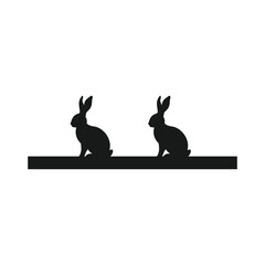 Two Rabbits Silhouette – Minimalist Bunny Design for Nature, Wildlife, and Easter Themes