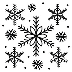 A black silhouette of a snowflake in the wind