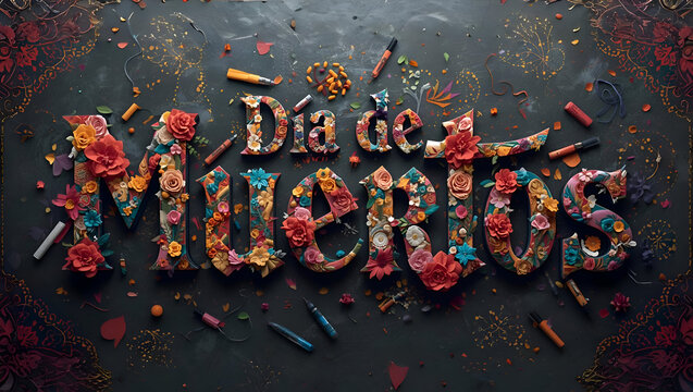 D&iacute;a de Muertos texto artesanal en 3D