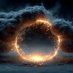 Birth of Time — Cosmic Hands Creating a Glowing Orb of Energy