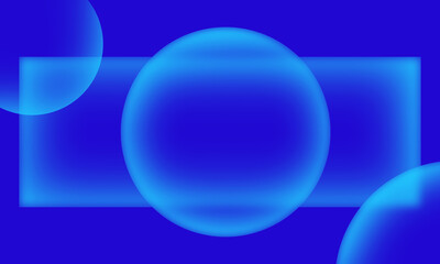 Abstract blue geometric shapes and bubbles