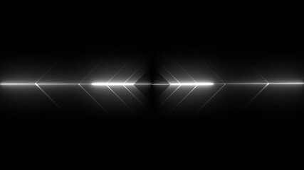Futuristic glowing white light lines with geometric arrows and an abstract neon laser reflection background - Powered by Adobe
