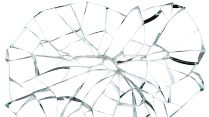 Abstract pattern of cracked glass isolated on transparent background