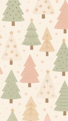 Pastel festive tree pattern mobile wallpaper