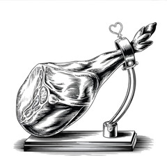 Traditional spanish jamon serrano ham on a carving stand