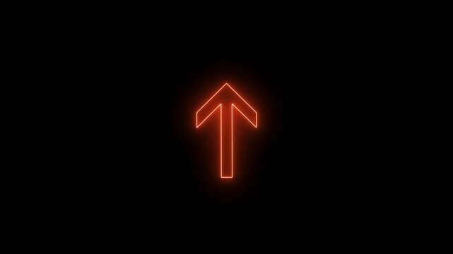Arrow-shaped neon sign, bstract directional neon arrow icon animation ,neon arrow loading animation, Neon arrow symbol icon on a black background.