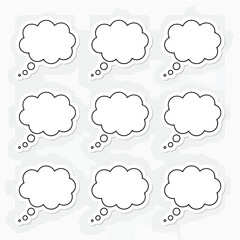 Collection of hand drawn empty speech bubbles for ideas and communication