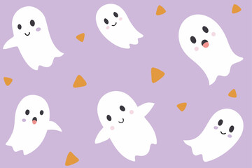 Obraz premium Cute Ghost Pattern Pastel Watercolor Design