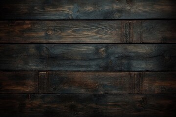Naklejka premium dark stained wooden surface with horizontal planks showing natural grain texture and knots